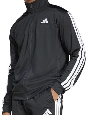 NWT Adidas Men’s Black Track Jacket with White Stripes SZ LARGE